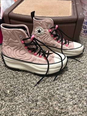 Converse Pink Quilted Platform High Top Sneakers
